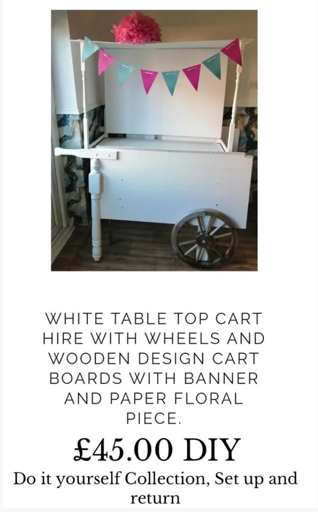 White Table Top Cart Hire DIY Hire