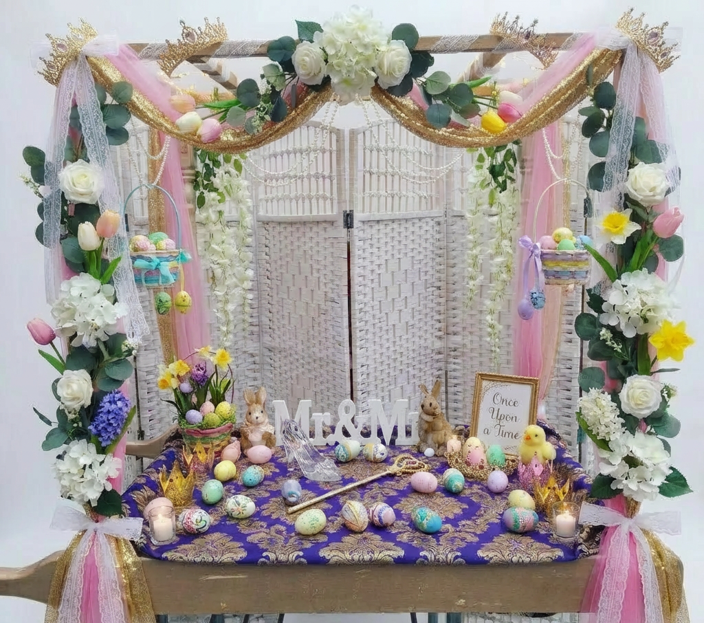 Gold Royal Carriage Table Top Sweet Cart Hire Easter Theme Serves 50 Guests