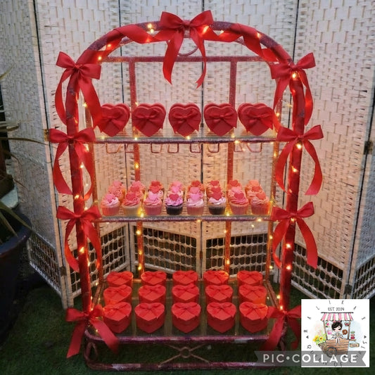 Wrought Iron baker's rack for Valentine’s Day Cupcakes & Favours Rack for 50 Guests