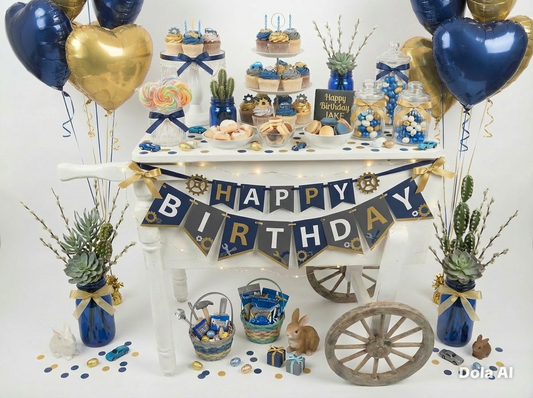2 Sweet Cart Props & Full Cart Decor Birthday Theme with 2 Balloon Bouquets and Sweet & Cupcakes for 100 Guests