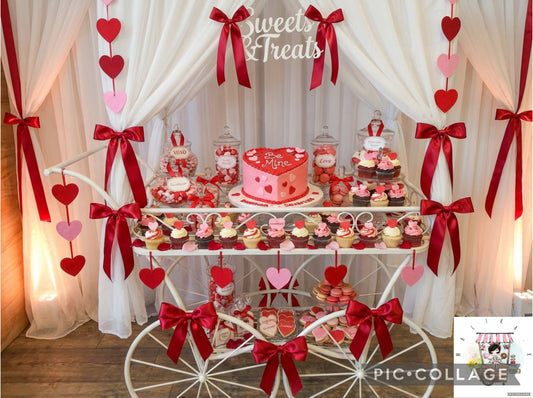 Small white Vintage Sweet Cart for hire, Cart Decor only with Cupcakes/Sweets & Cake for 50 Guests