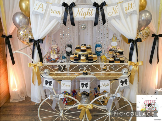 Small White Vintage Sweet Cart, Cart Decor Only & Cupcakes/Sweets for 50 Guests