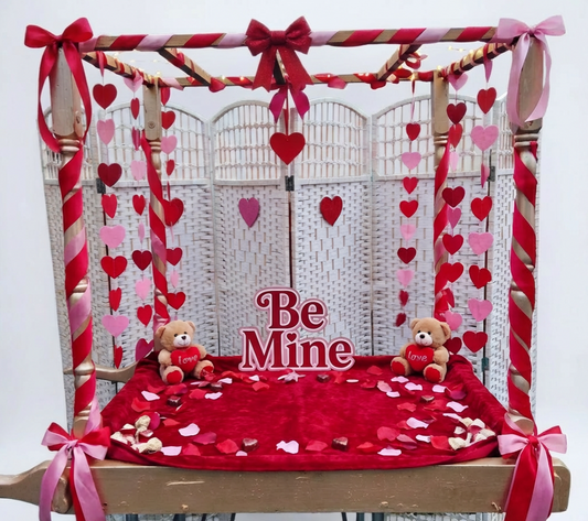 Royal Carriage Top Table Sweet Cart Valentine’s Theme Hire for 50 Guests