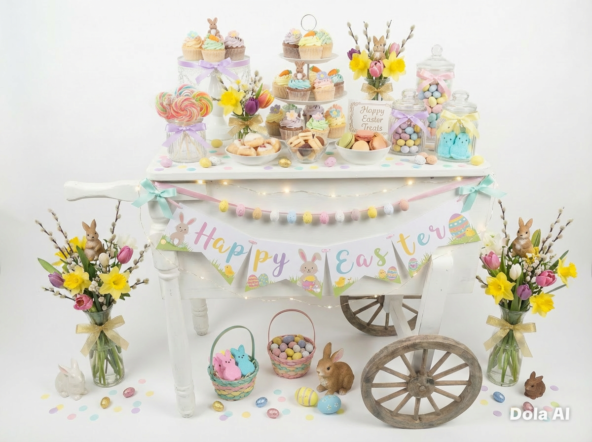 2 Props of  Sweet Cart with Decor and Sweets & Cupcakes for 50 Guests