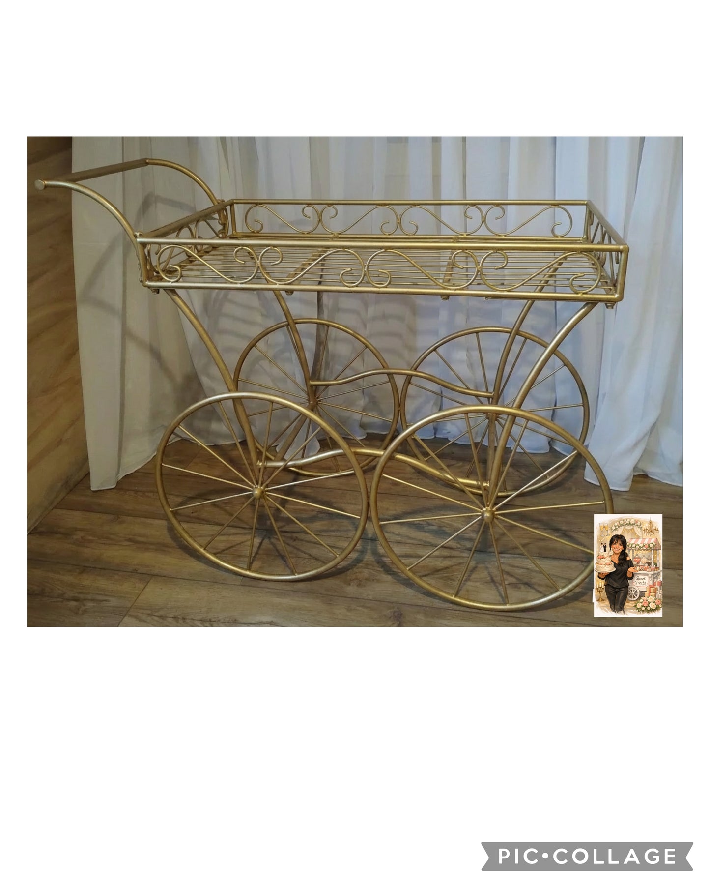 Small Golden Vintage Cart for Hire