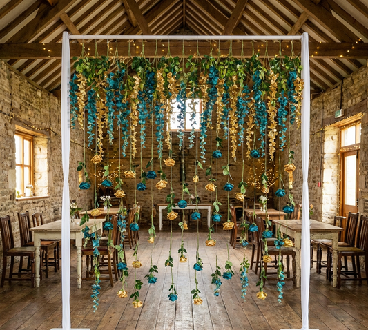 Teal & Gold Backdrop Hire